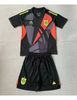 Španělsko Brankářské Venkovní dres pro děti ME 2024 Krátký Rukáv (+ trenýrky)
